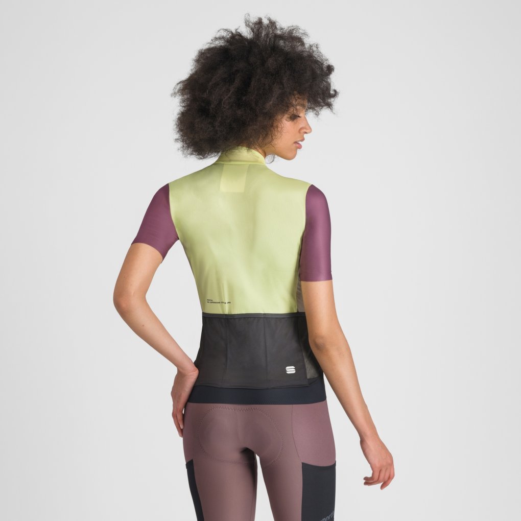 Sportful Supergiara Logo Jersey Women - 3500 Shadow Lime/Bordeaux