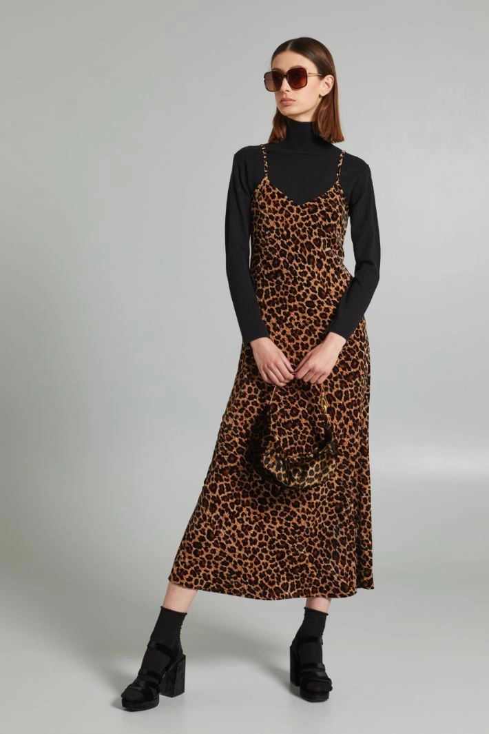 Velvet slip dress - BROWN BLACK BEIGE