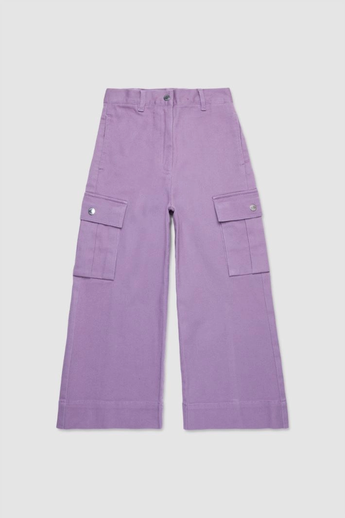 Drill cargo trousers KID - LILAC