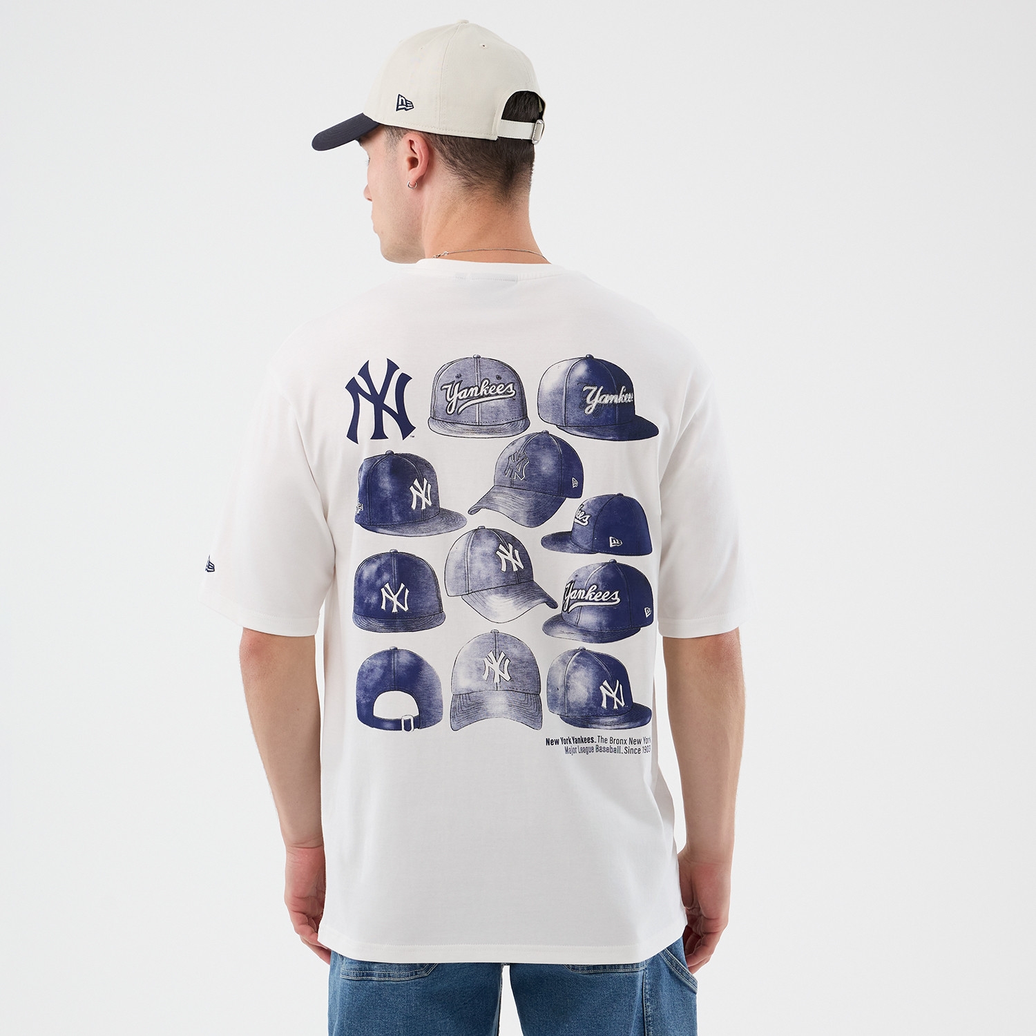 New York Yankees Cap Graphic MLB T-Shirt White
