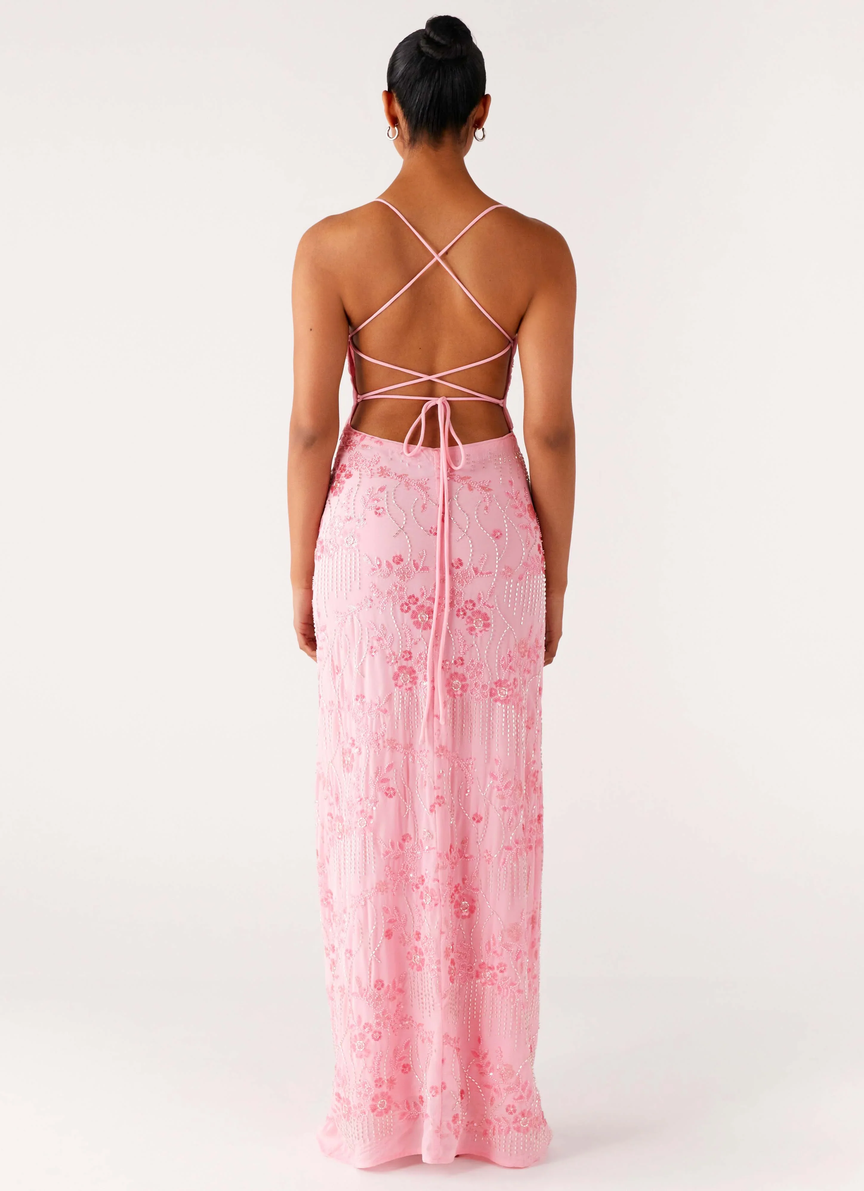 Vietta Sequin Cami Maxi Dress - Pink