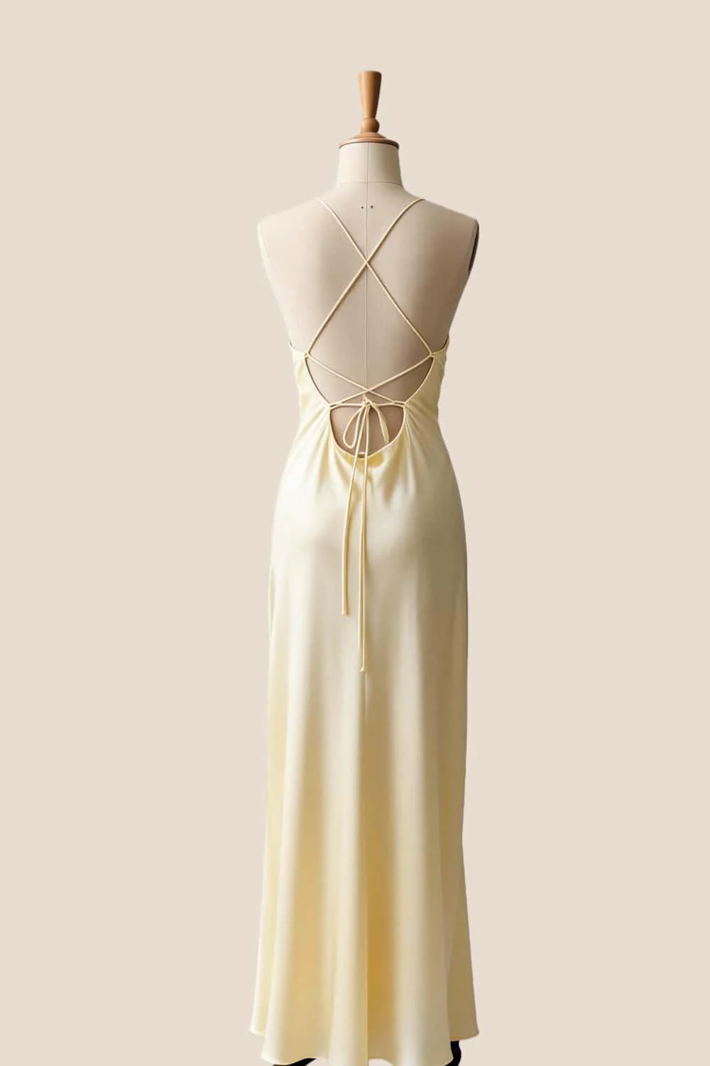 Yellow Soft Satin Straps Slip Dress