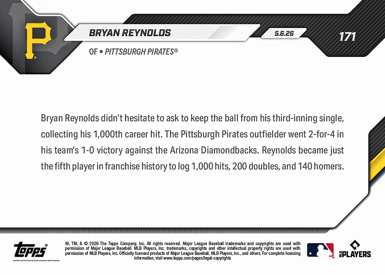 Bryan Reynolds - 2026 MLB Topps NOW® - Card 171 - PR: 449