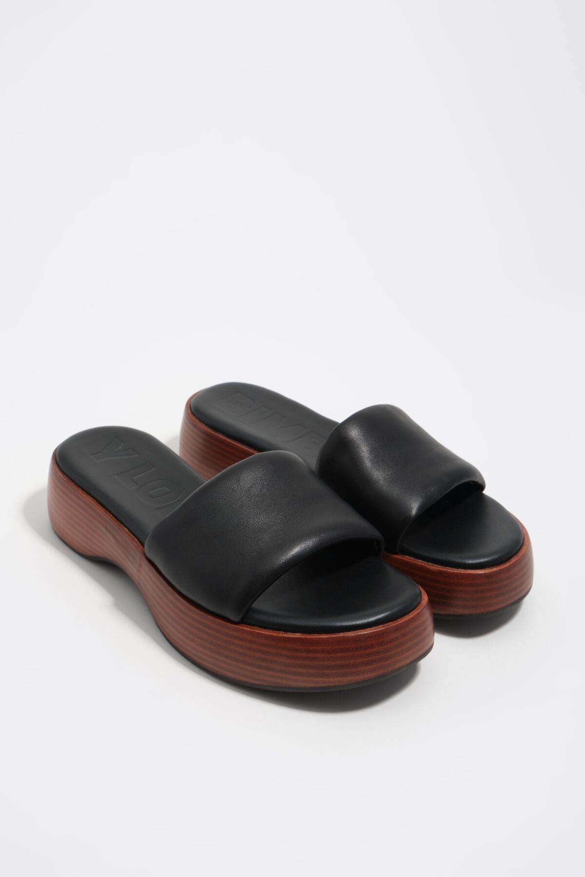 Black leather platform sandal