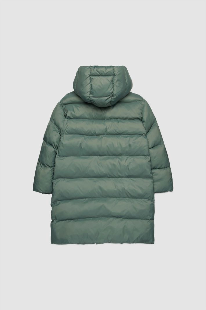 Long hooded puffer jacket KID - GREEN