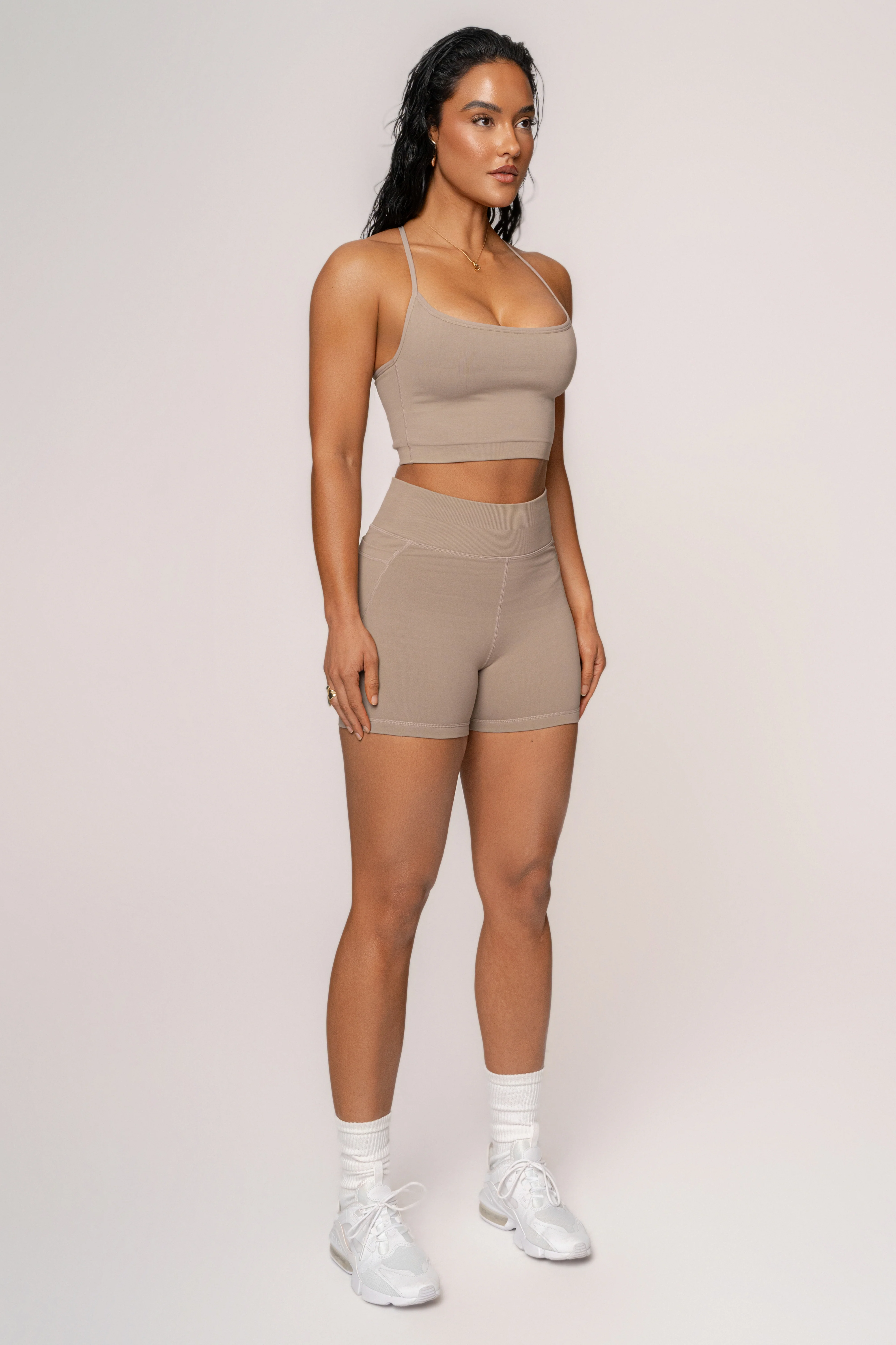 Beige Active Crop Top