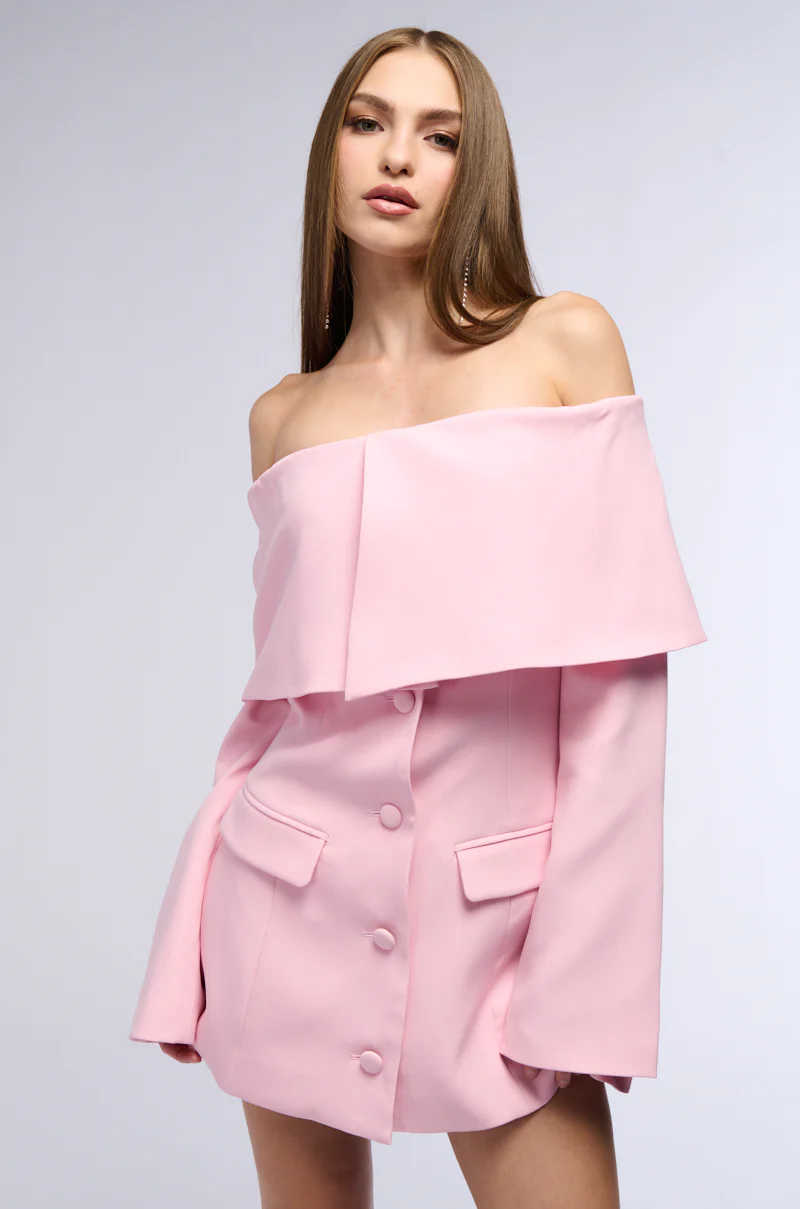 Pretty In Pink Off The Shoulder Blazer Dress