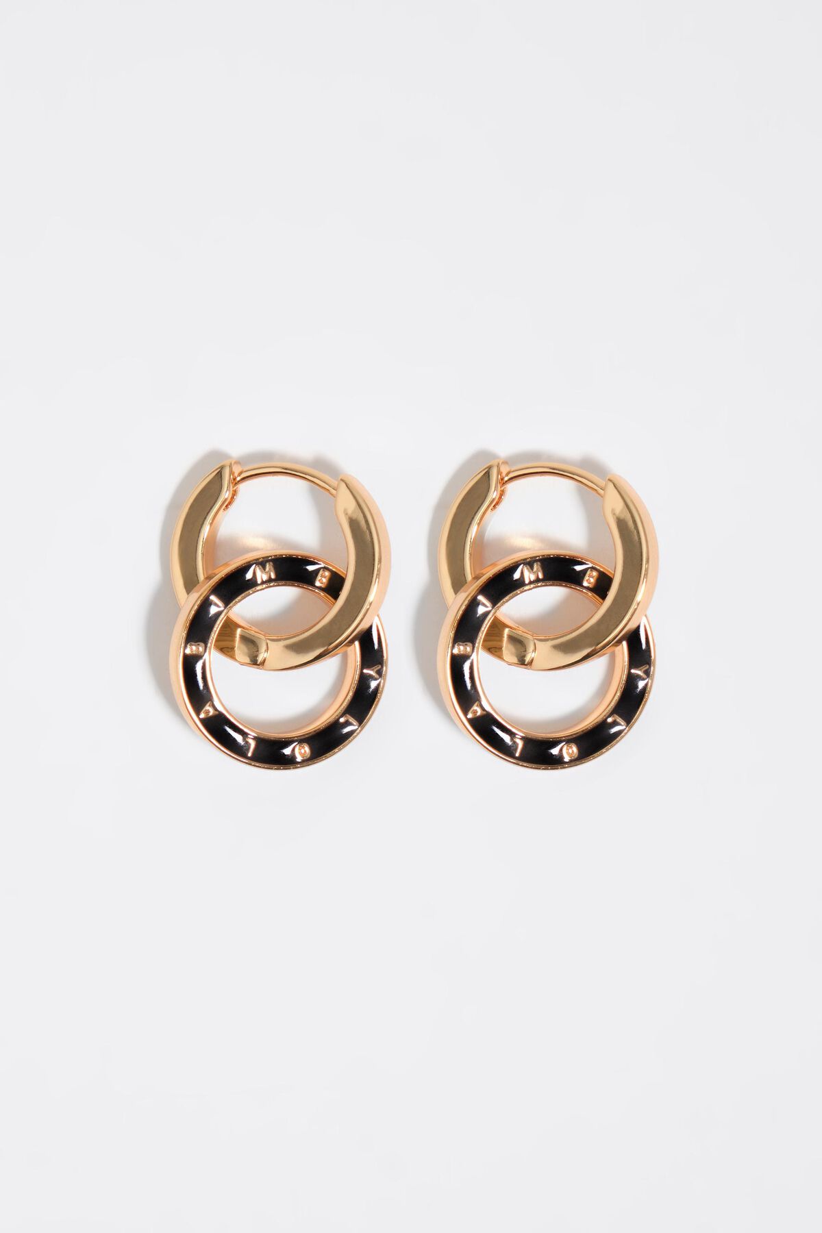 Brown double hoop logo earrings