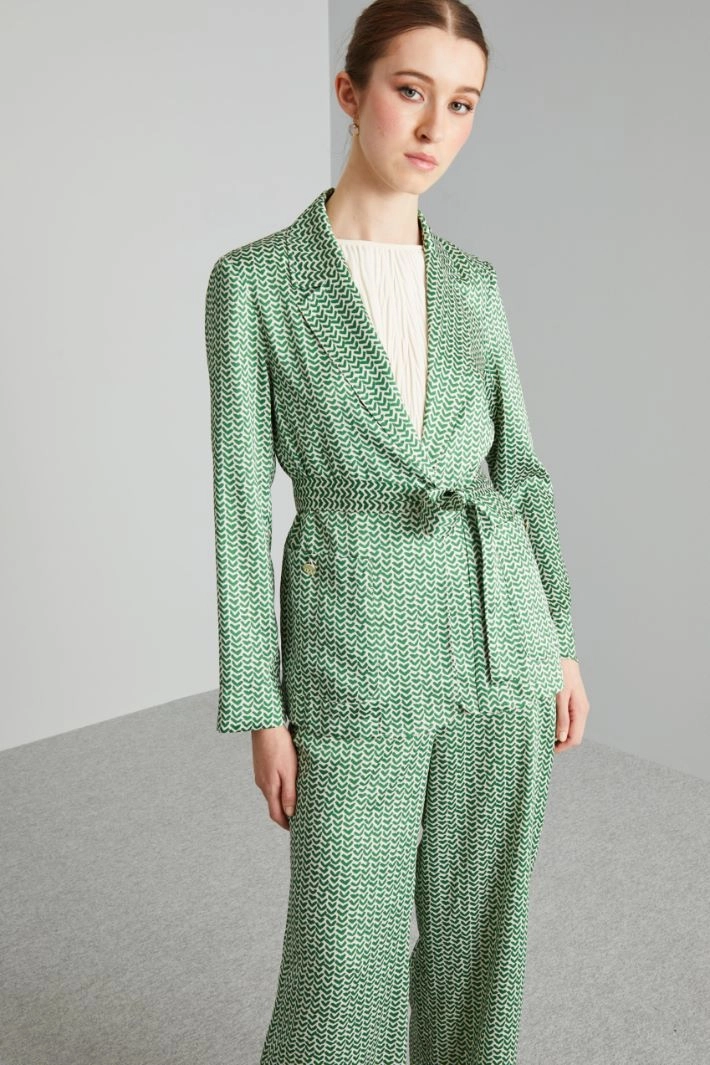 Deconstructed twill blazer  - GREEN WHITE