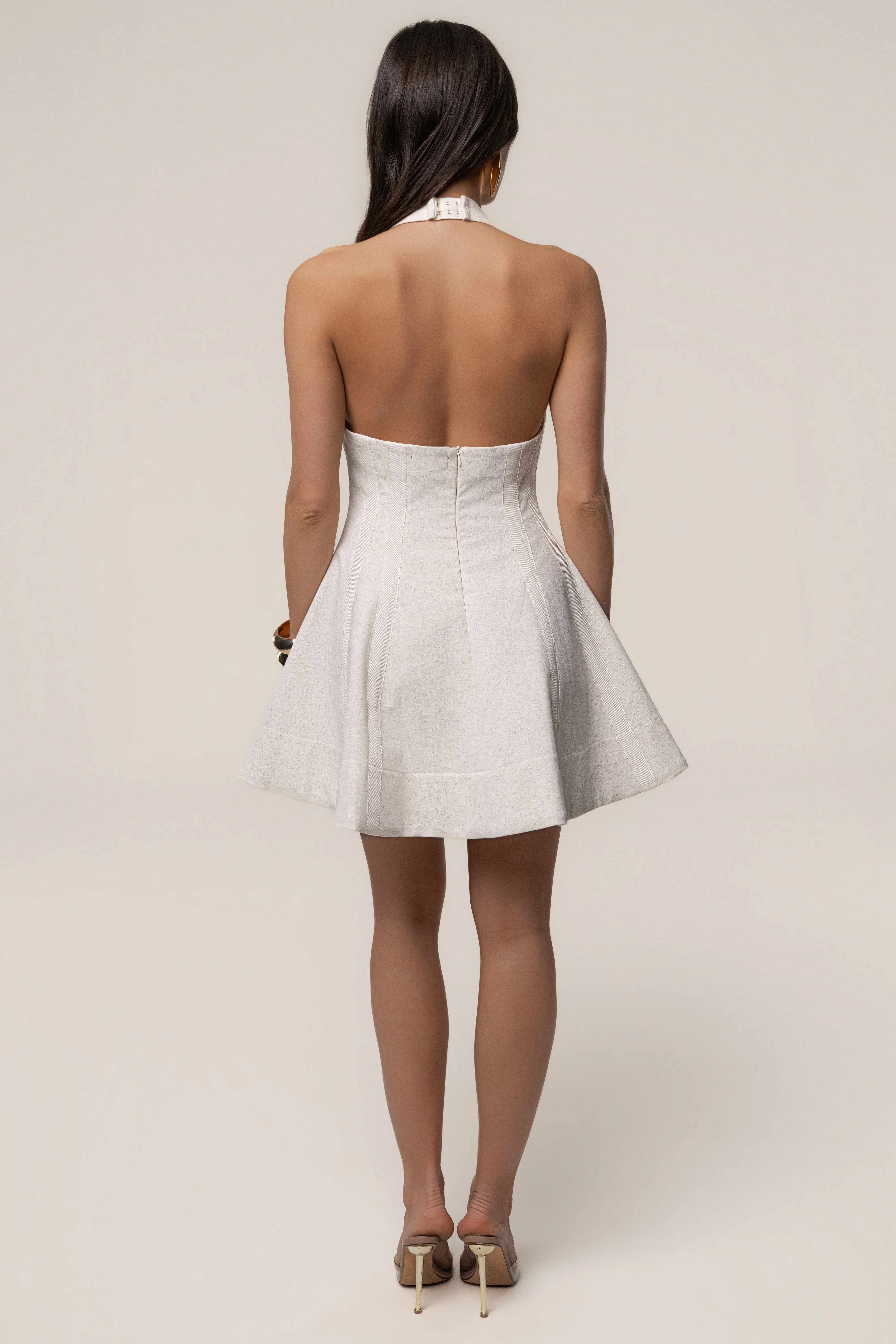 Beige Larissa Flared Mini Dress