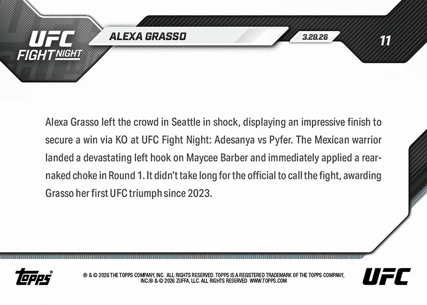 Alexa Grasso - 2026 UFC Topps NOW® - Card 11 - PR: 1940