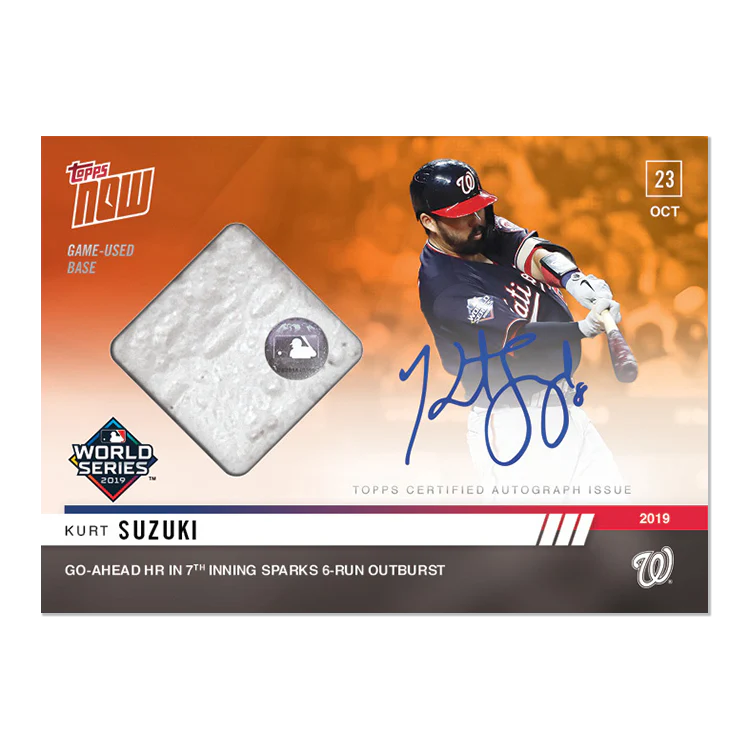 On-Card Auto Relic # to 5 - Kurt Suzuki - MLB TOPPS NOW® Card 1048D