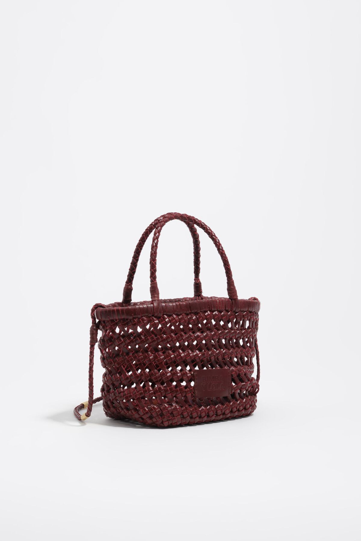 Dark cherry leather plaited mini bag