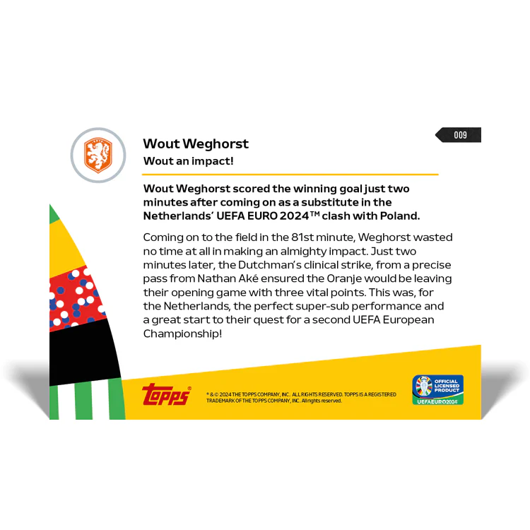 Wout Weghorst - Wout an impact! - EURO 2024 TOPPS NOW® Card 9