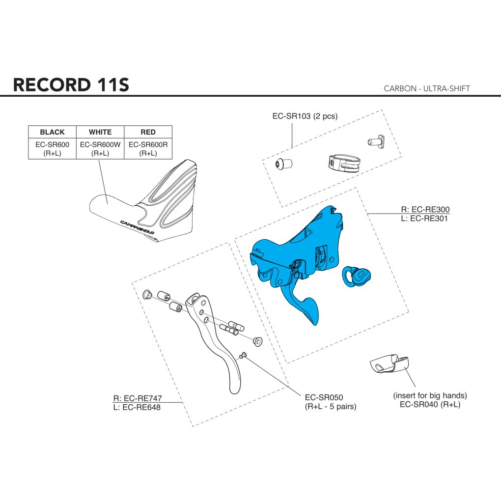 Campagnolo Brake Lever Body - Ergopower | for Record/Chorus (2015-21) - EC-RE300 | right (11s)
