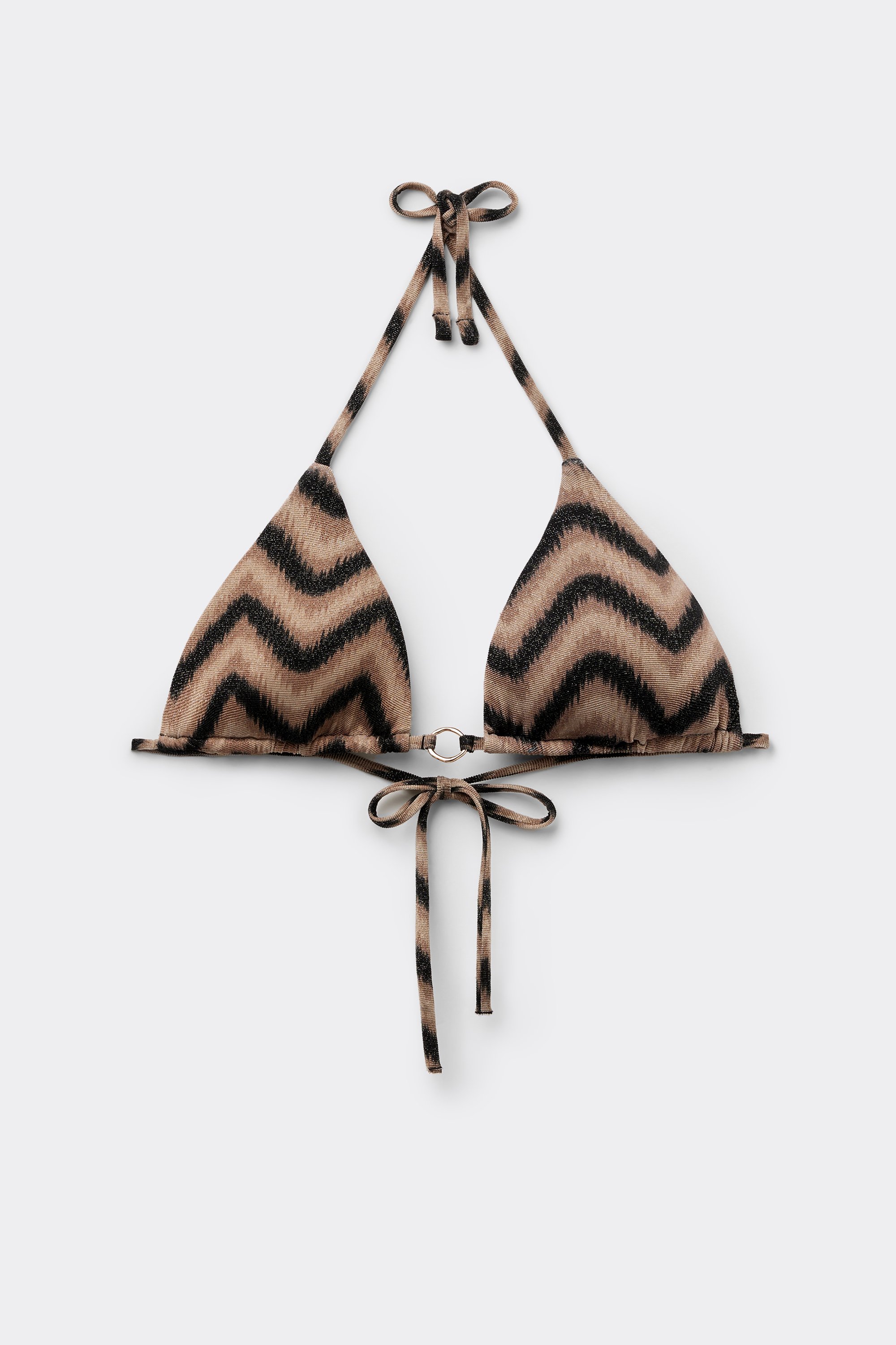 Chevron Shine Triangle Bikini Top with Removable Padding