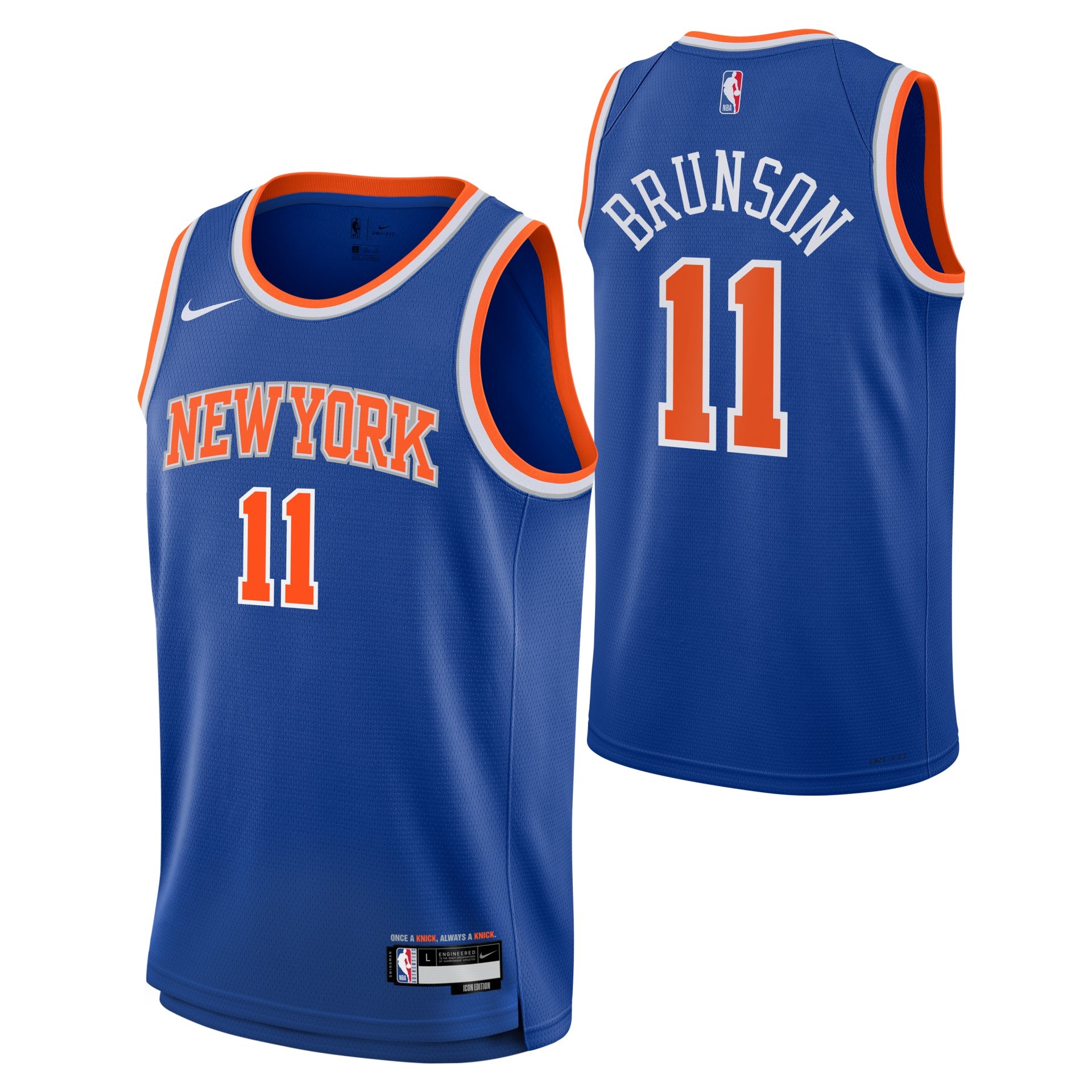 Jalen Brunson #11 New York Knicks Icon Swingman NBA Jersey Blue (YOUTH)