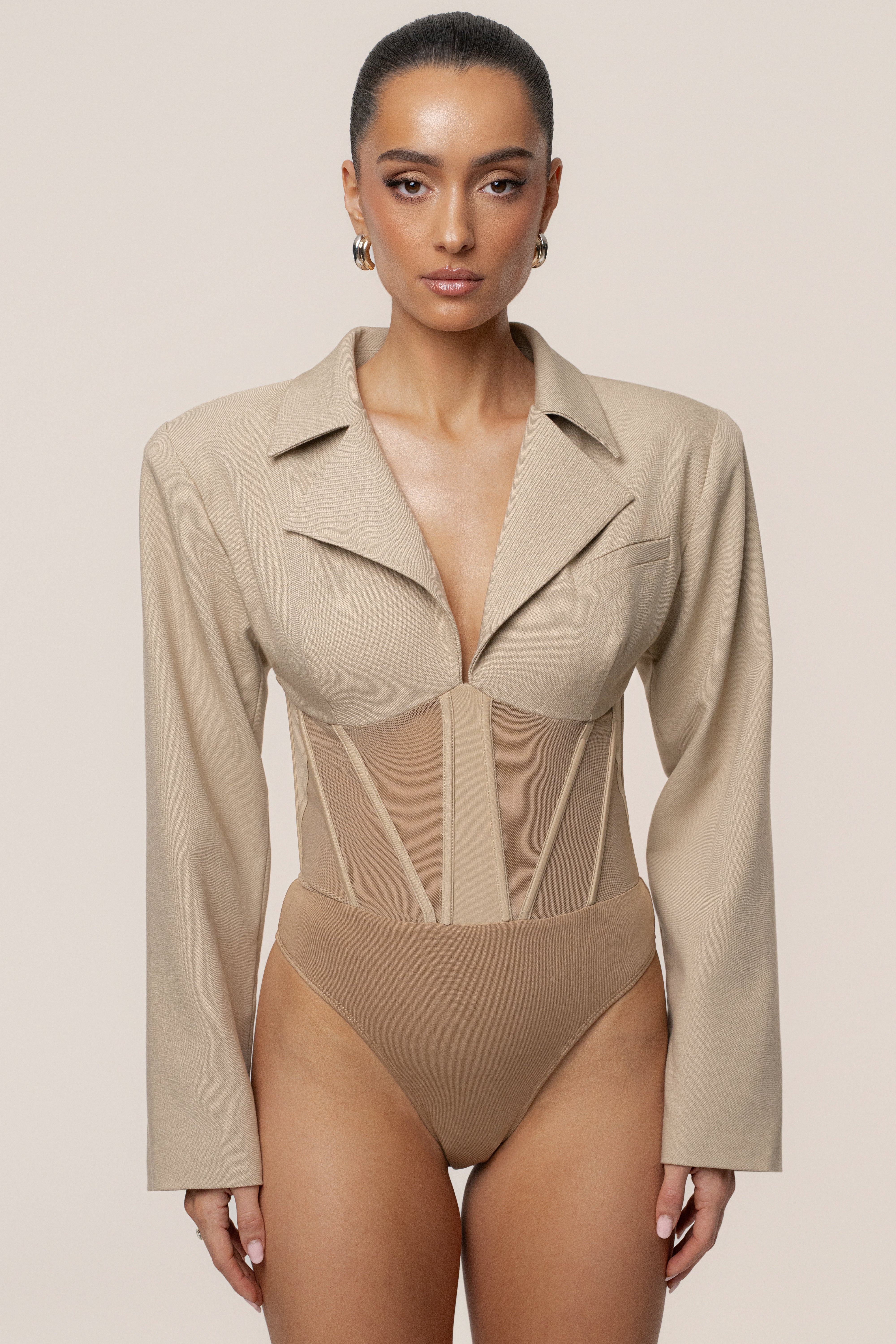 Stone Downtown Blazer Bodysuit