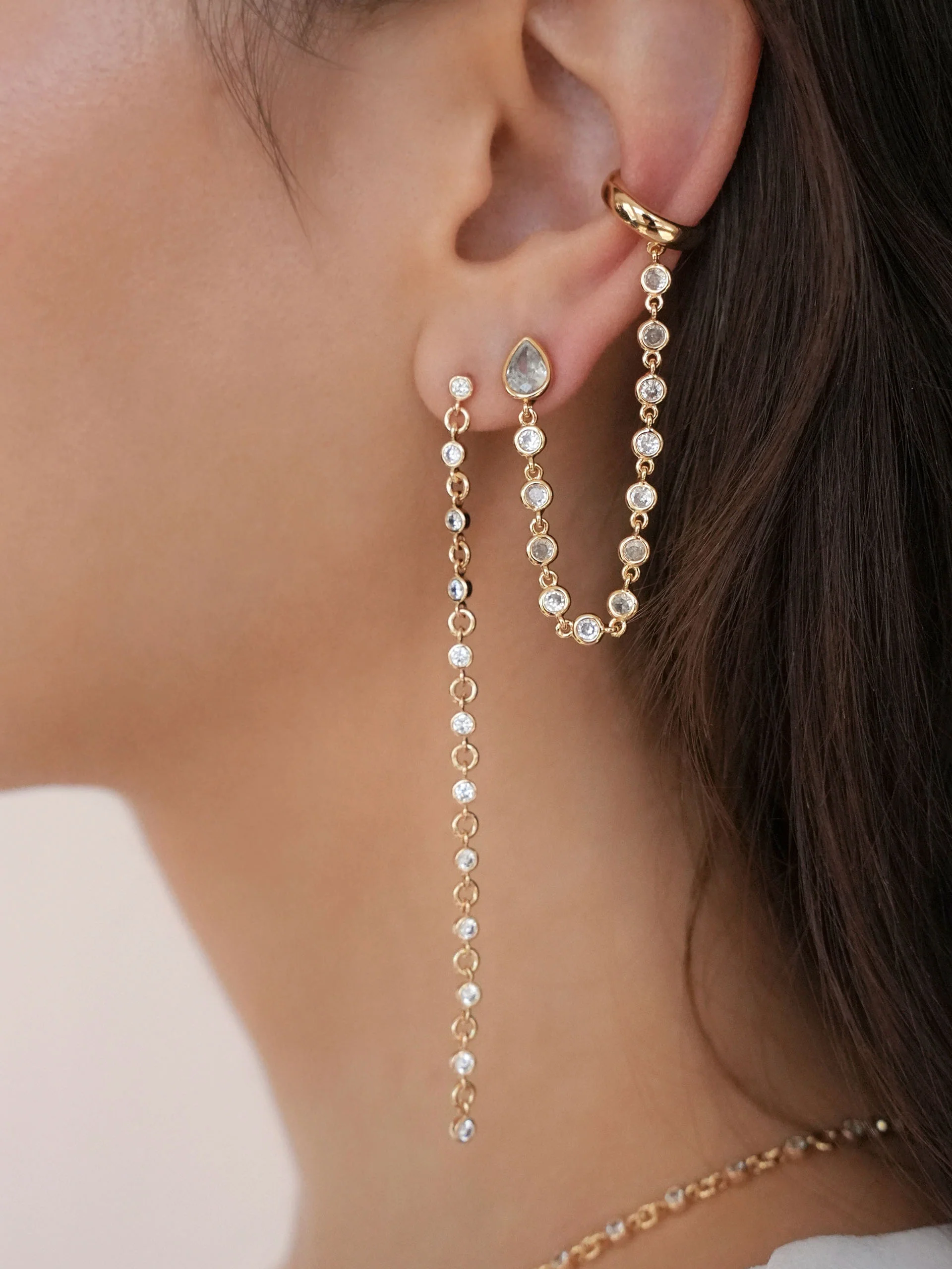 Dainty Linear Crystal Earrings