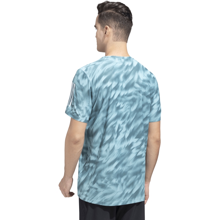 adidas Own The Run Allover-Print Tee Men - mint ton/preloved teal JZ5478