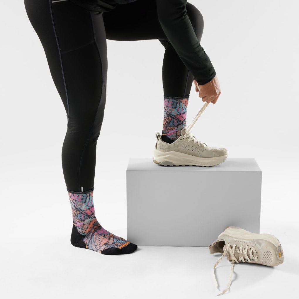 SmartWool Targeted Cushion Triangle Prism Print Crew Trail Run Socks Women - N71 garden pink