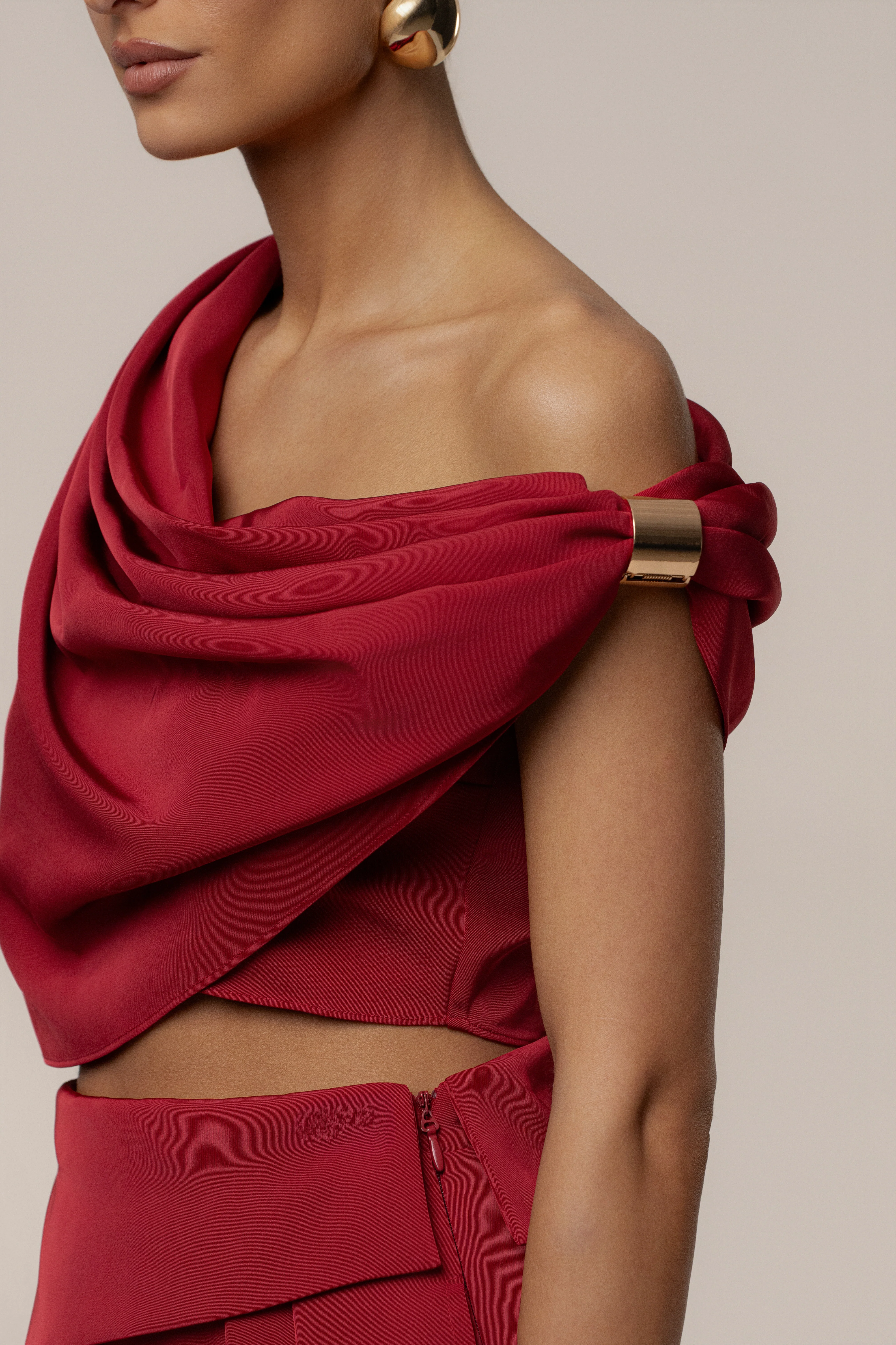 Red Gleam and Glow Satin Top