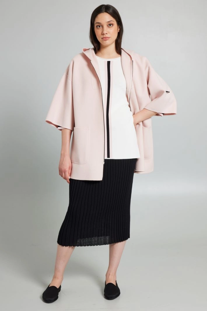 Straight crepe jersey sweater - WHITE BLACK PINK