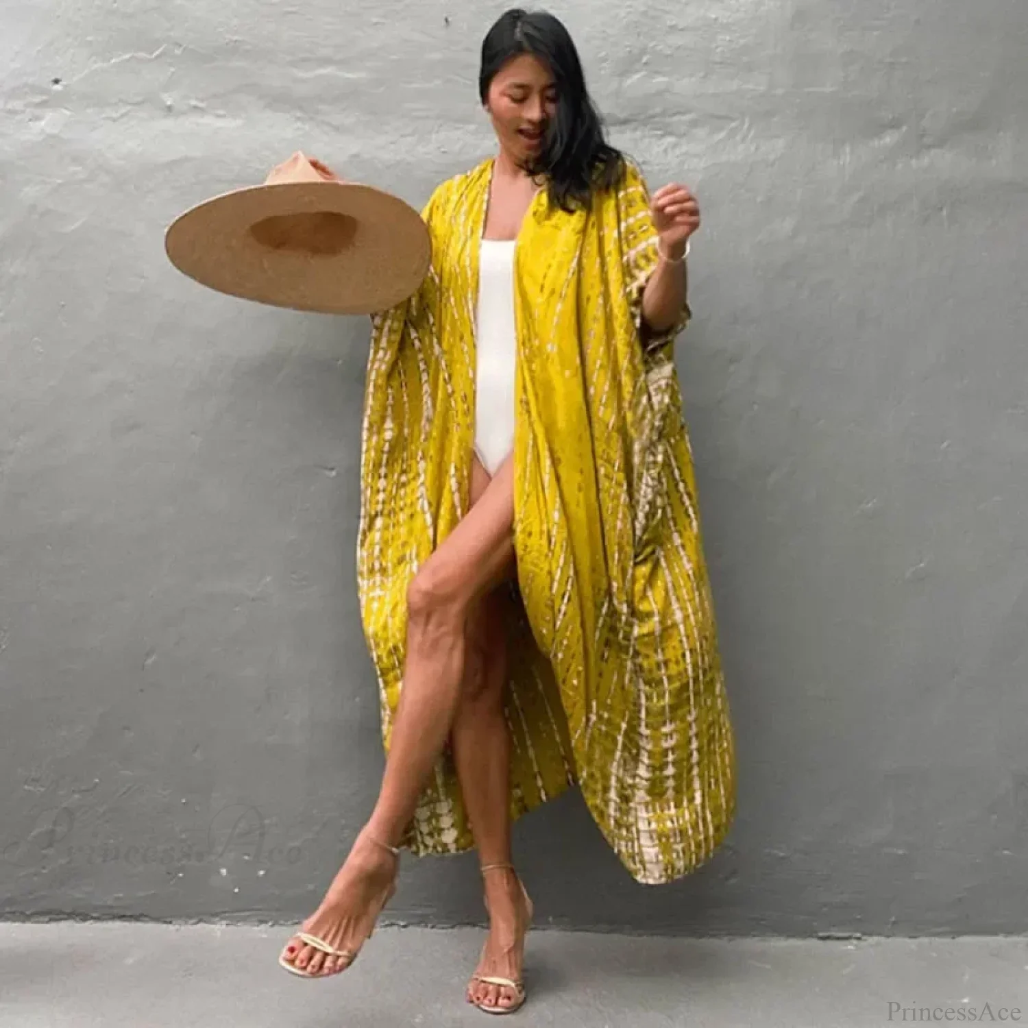 Cotton Rayon Striped Print Cardigan Boho Beach Cover up