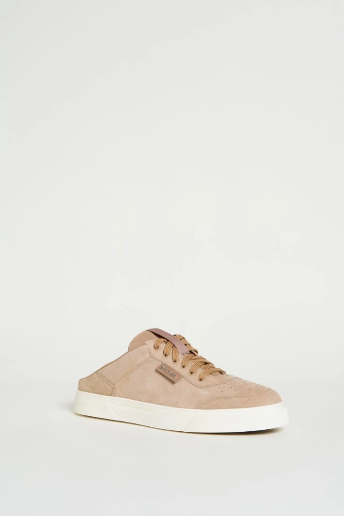 Suede mule trainers - CAMEL