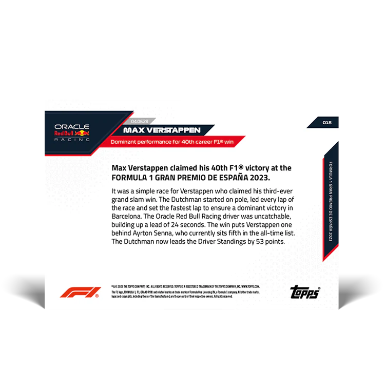 Topps UK - Dominat performance for 40th career F1 win - F1 TOPPS NOW® Card #18