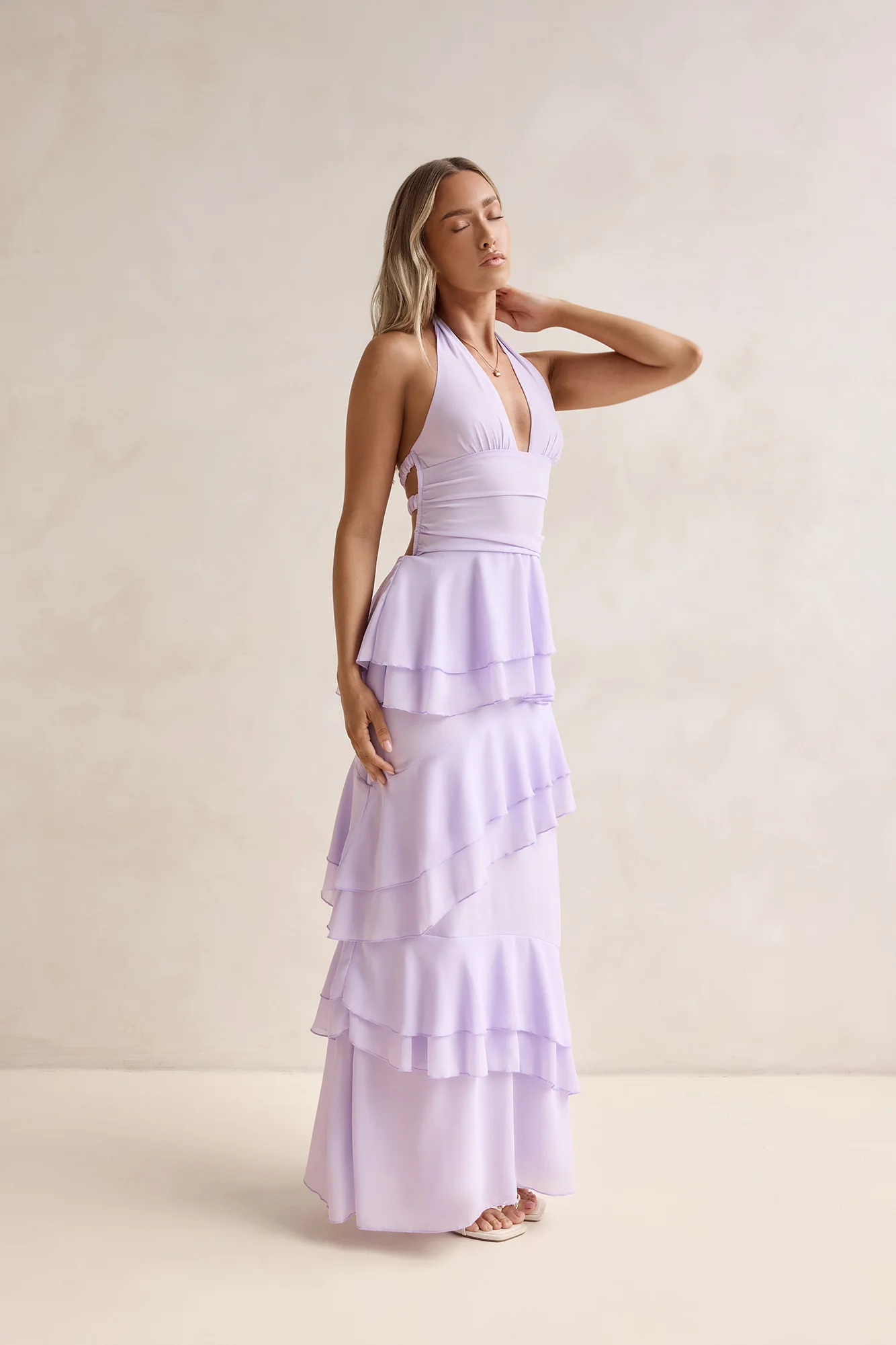 Path Of Fate Halter Maxi Dress Lilac