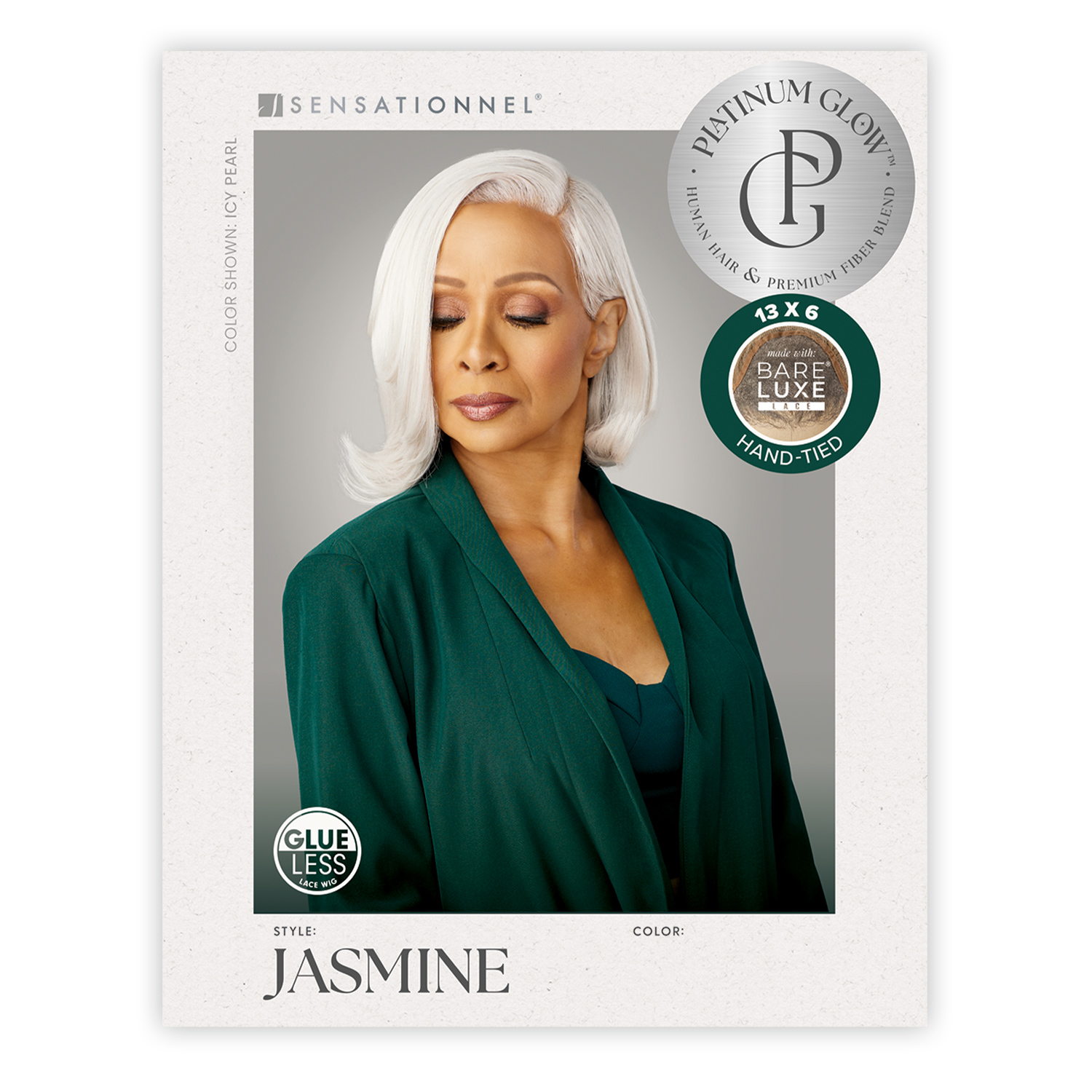Sensationnel Human Hair Blend Lace Front Wig BareLace Glueless 13X6 Platinum Glow Jasmine