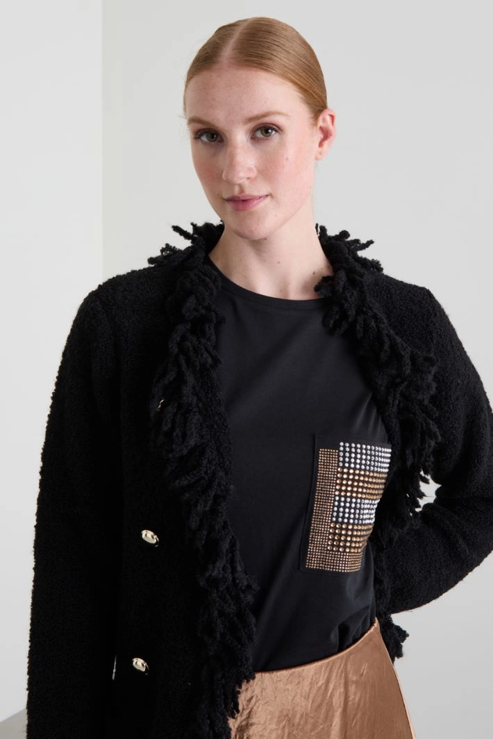 Boucle knit jacket - BLACK