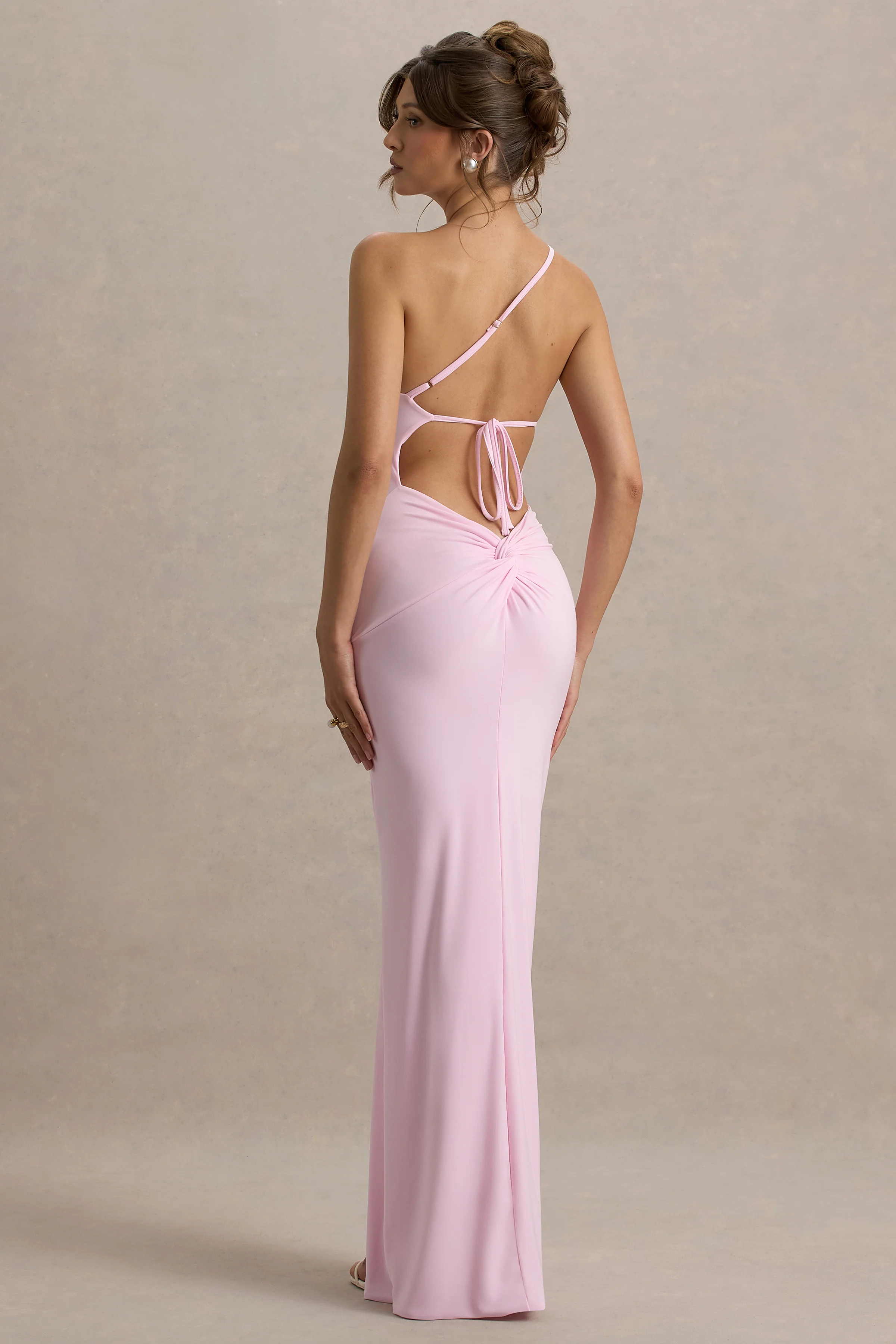 Dressing Up | Pink One Shoulder Maxi Dress With Open Back Detail