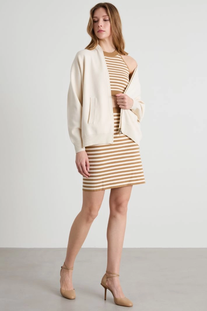 Jacquard mini skirt - CAMEL