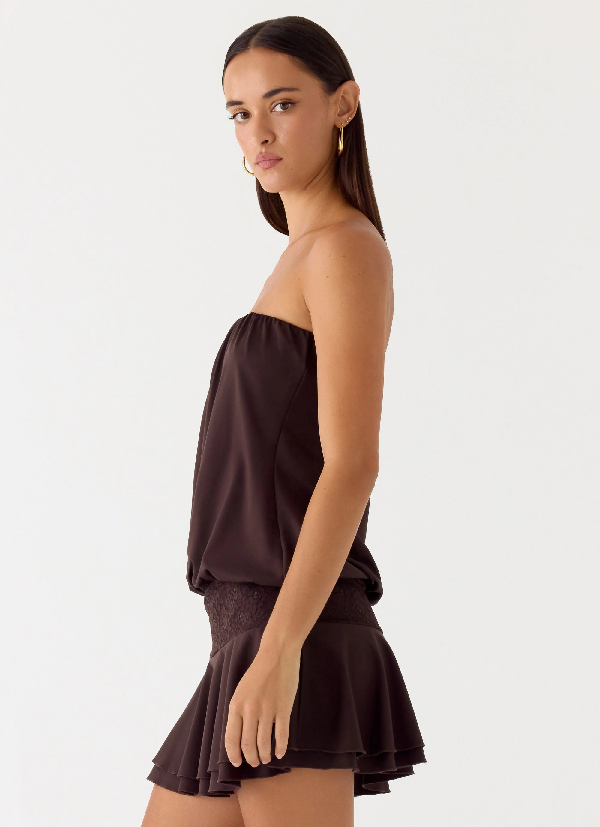 Noreen Strapless Mini Dress - Chocolate Torte
