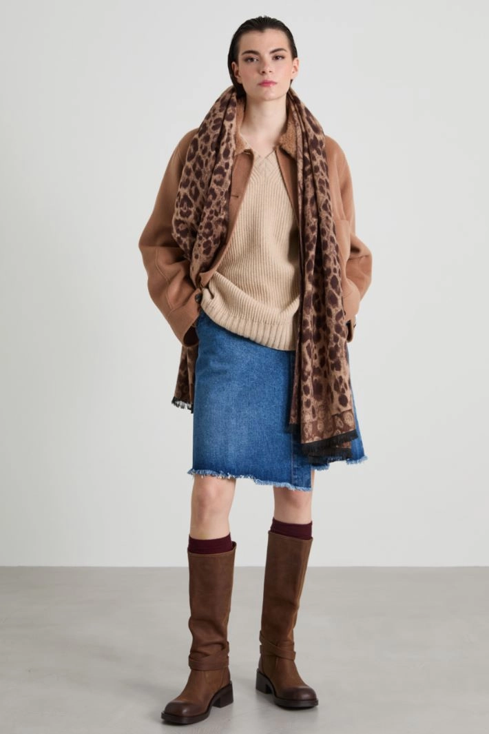 Pea coat with removable collar - CAMEL