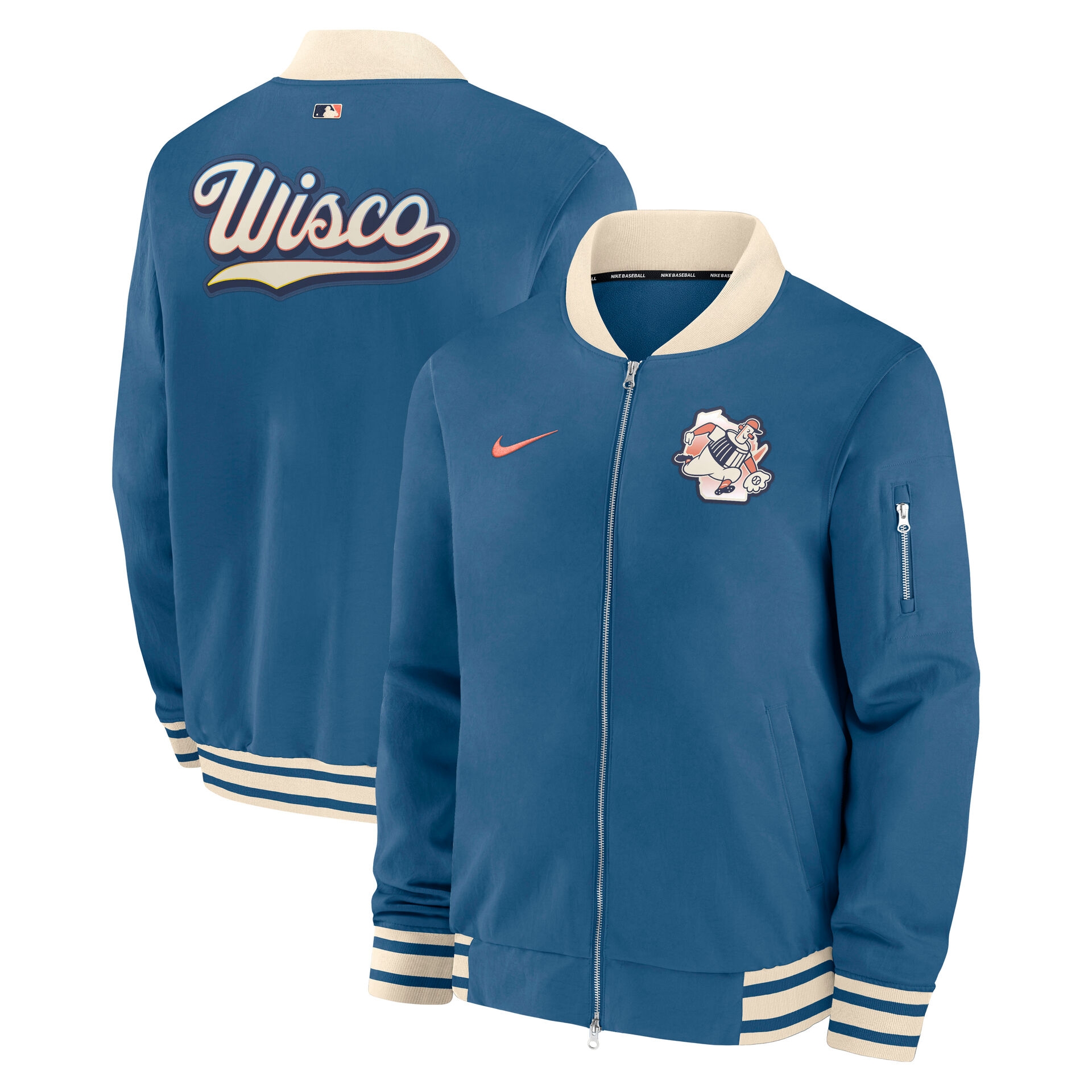 Milwaukee Brewers City Connect 2026 MLB Authentic Dugout Bomber Jacket Blue