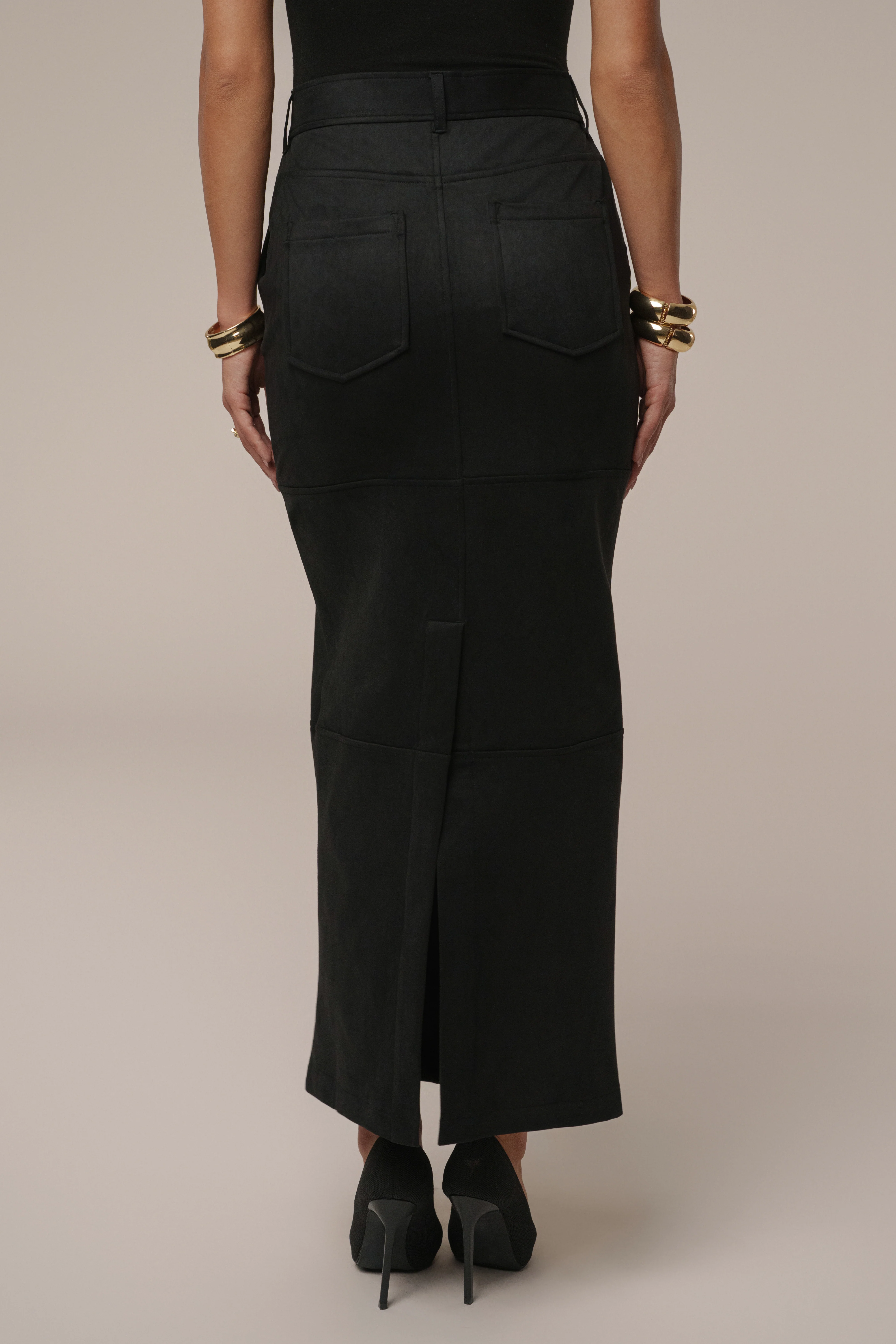 Black Joy Suede Maxi Skirt