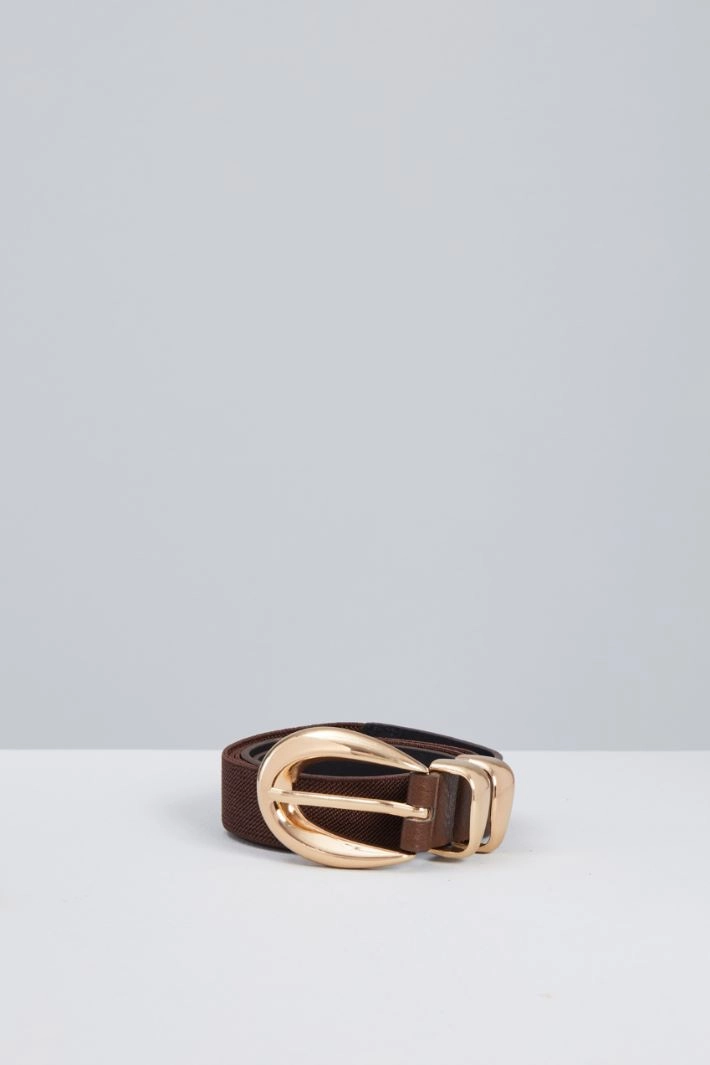 Belt with oval buckle - BROWN