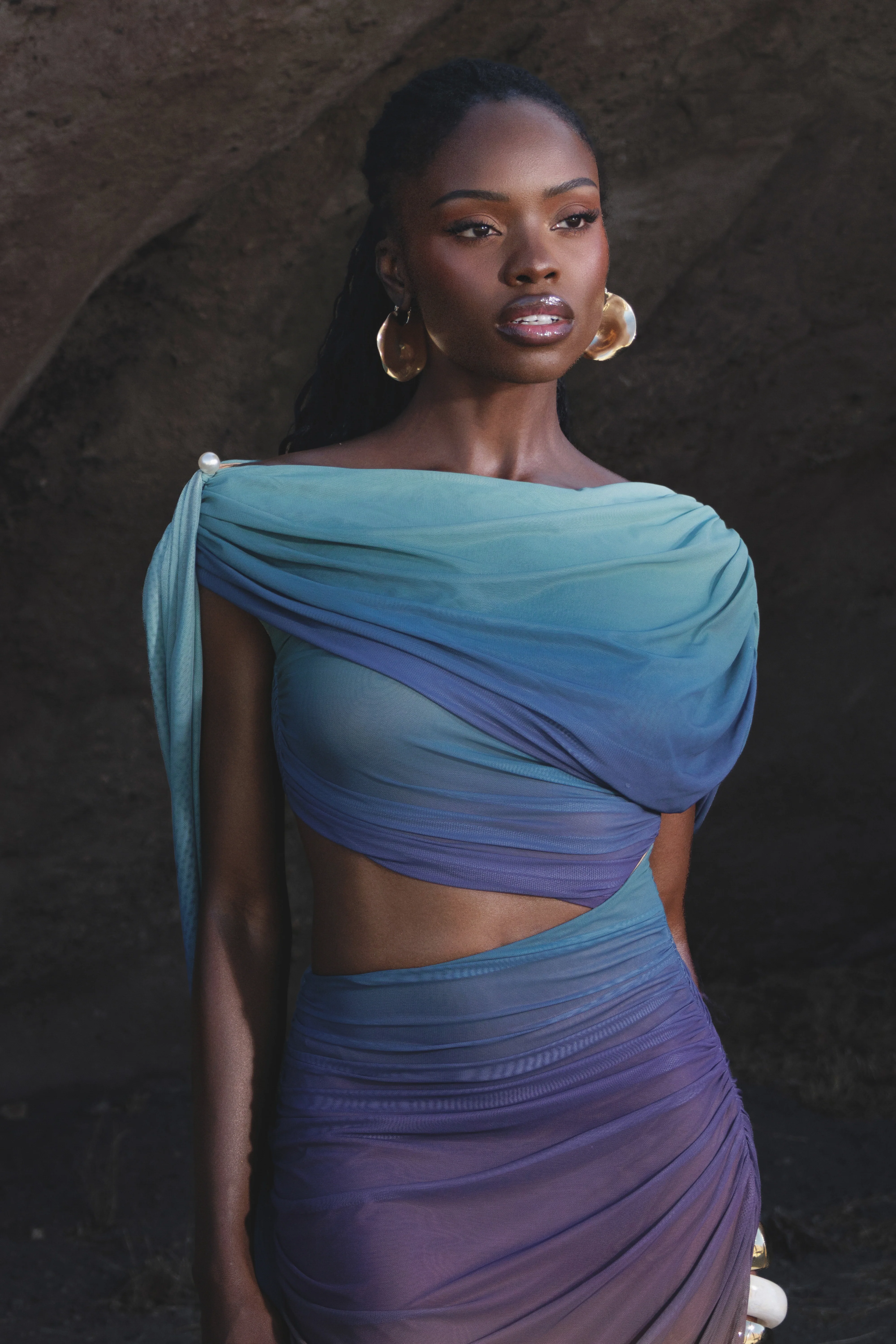 Lunar Shadow Aris Cutout Midi Dress