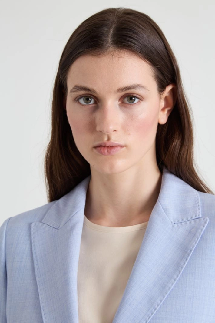 Basketweave mélange blazer - LIGHT BLUE