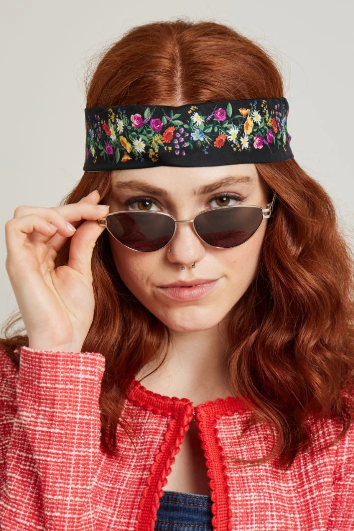 Twill Bandeau scarf - BLACK WHITE