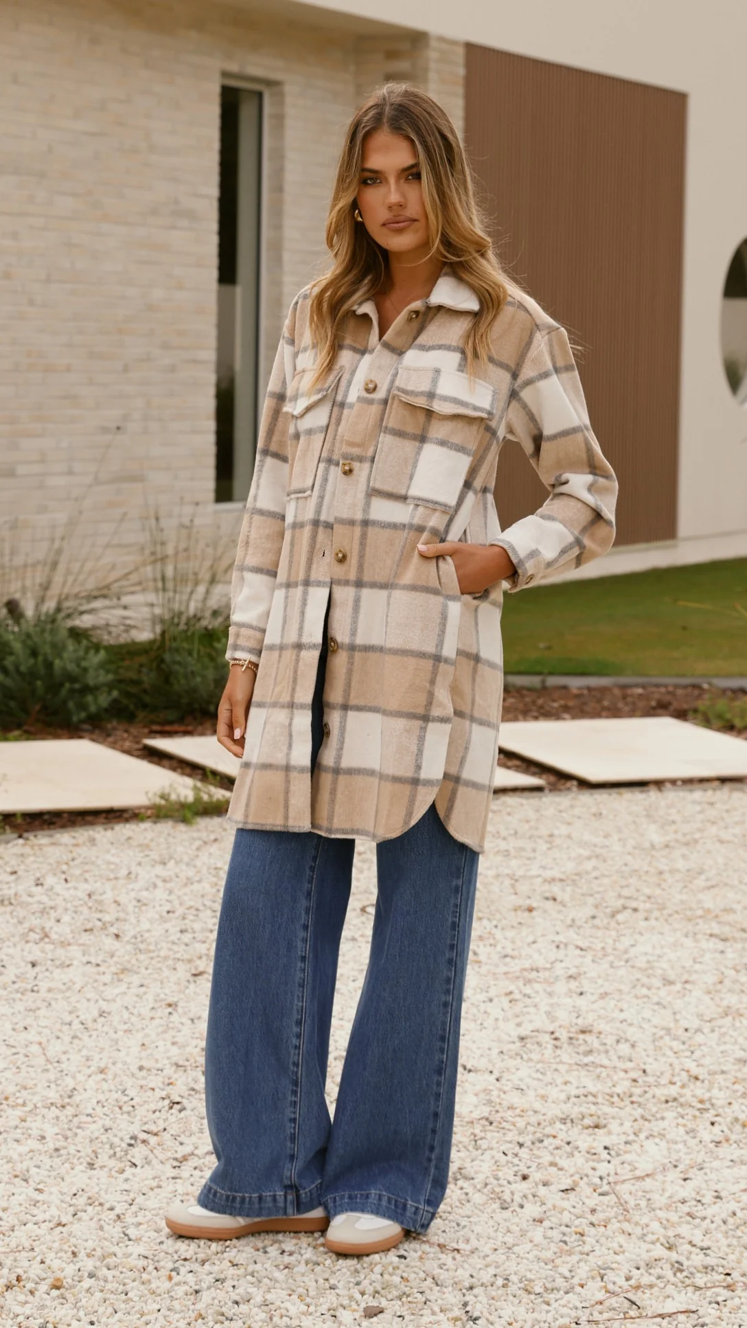 Saskia Jacket - Beige/Cream Check