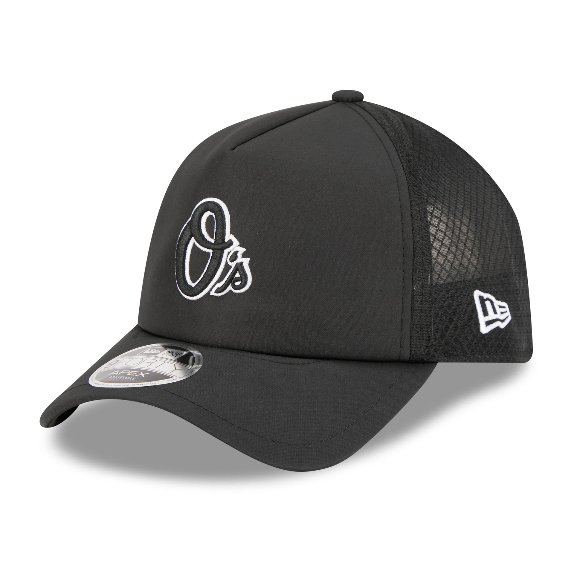 Baltimore Orioles 2026 MLB Batting Practice 9FORTY APEX Trucker Cap Black