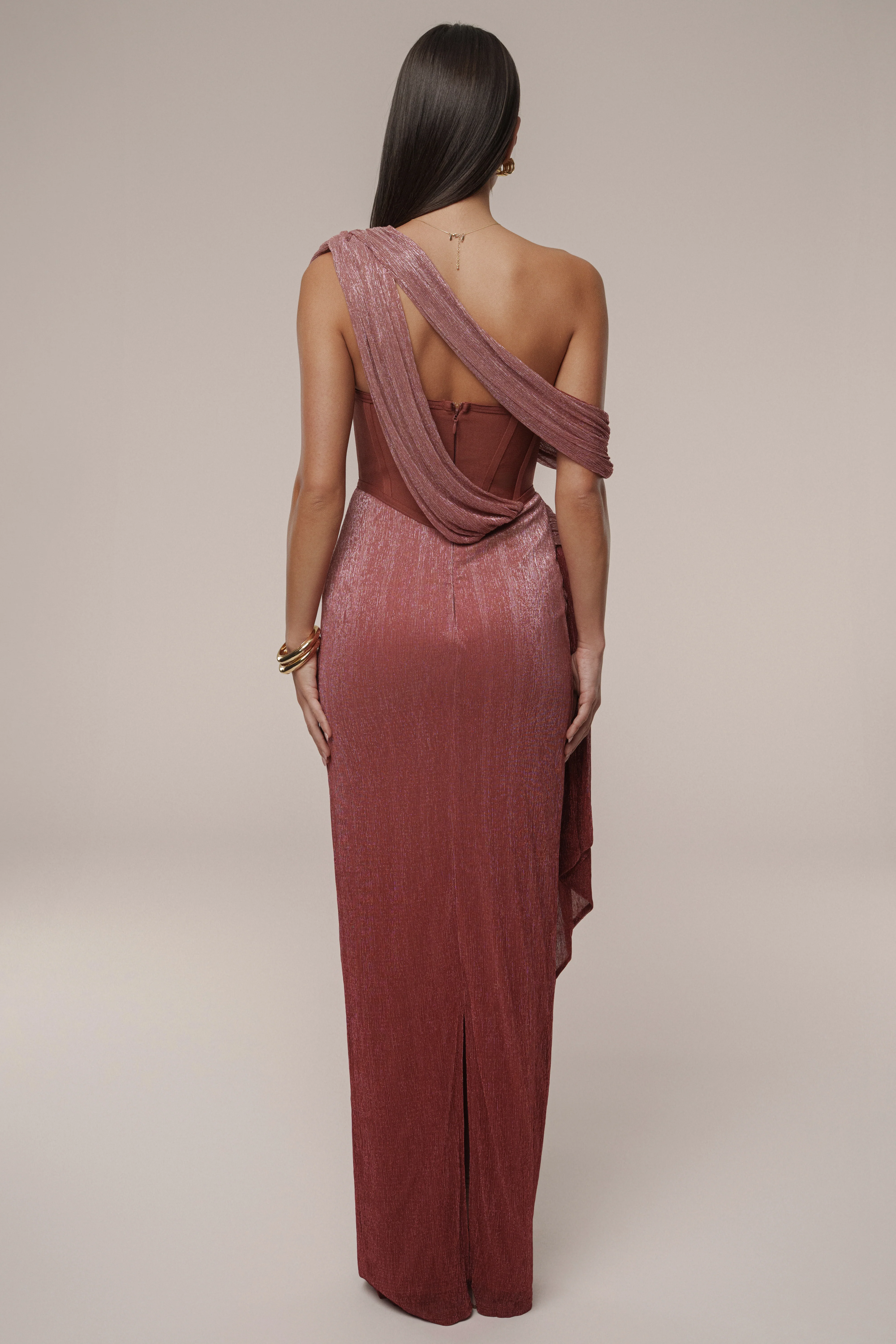 Red Celestina Draped Maxi Dress