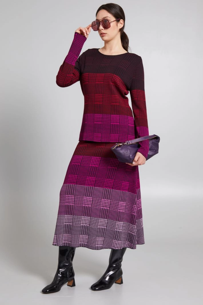 Flared jacquard skirt - FUCHSIA BLACK