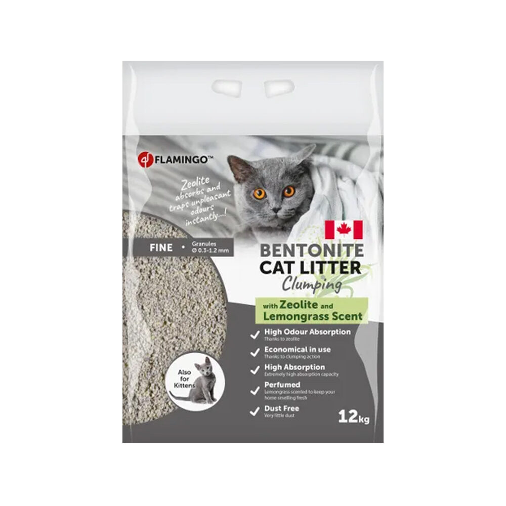 Flamingo Cat Litter Lemon Grass & Green Zeolite - 12 kg