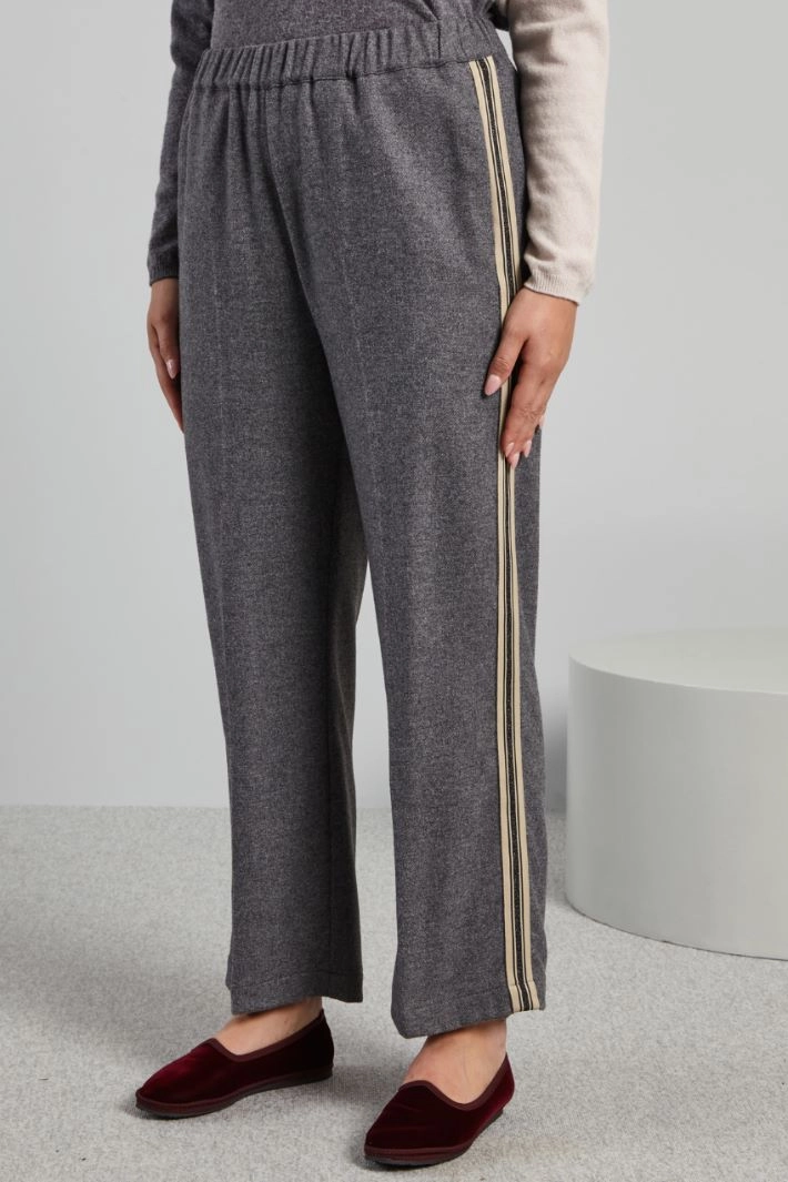 Trousers with side bands - GREY BEIGE