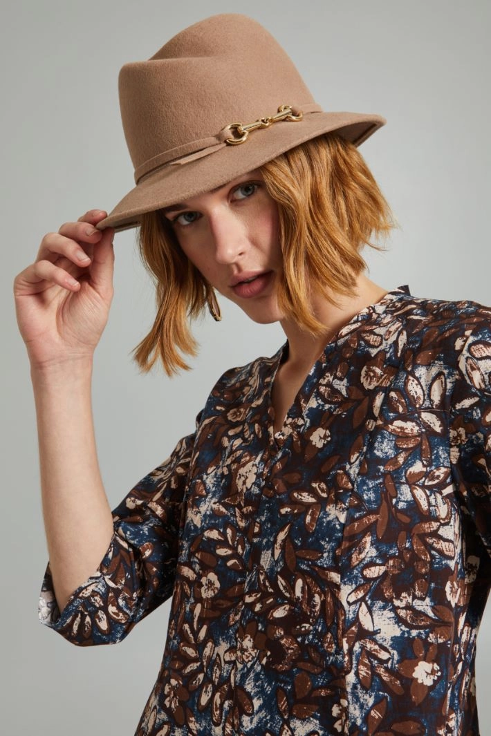 Wool fedora hat - BEIGE GOLD